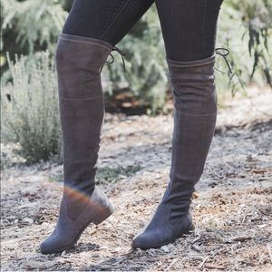 Stony Dashing Grey Over The Knee Flat Boot